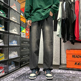 Men Jeans Summer Retro Wide-Leg Pants Baggy Straight Trousers